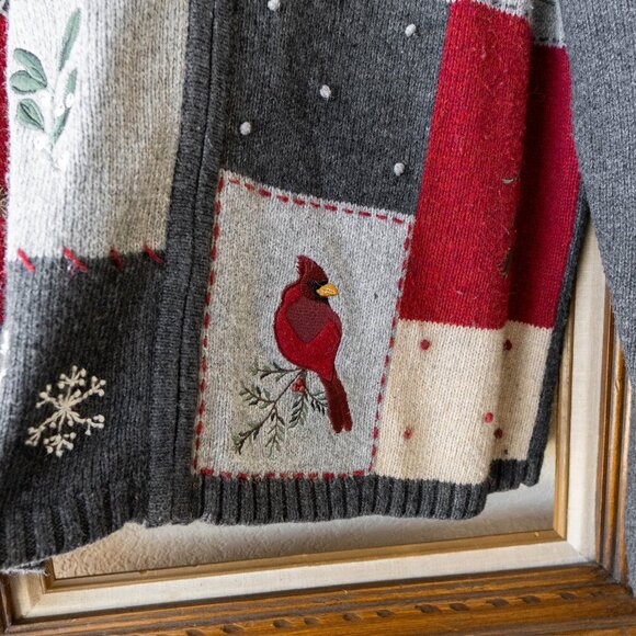 Croft & Barrow Size Large Winter Sweater Cardinal Zip Front Silk Blend - Picture 5 of 9